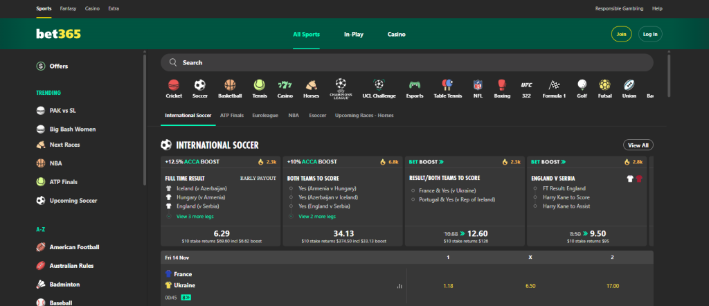 Sajterna för hockeyspel - Bet365